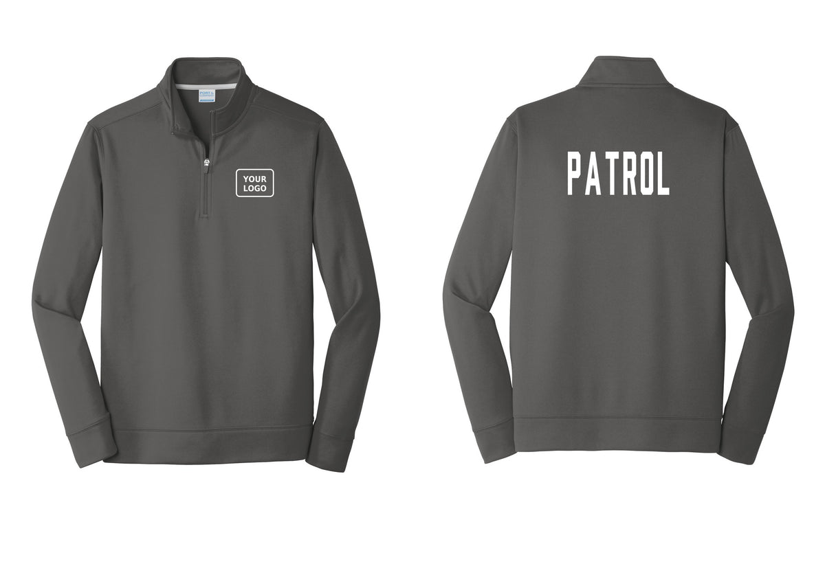 NYC Factory Custom Logo Patrol Performance Fleece 1/4-Zip Pullover Sweatshirt (Classic) - Your Logo + Back - Charcoal