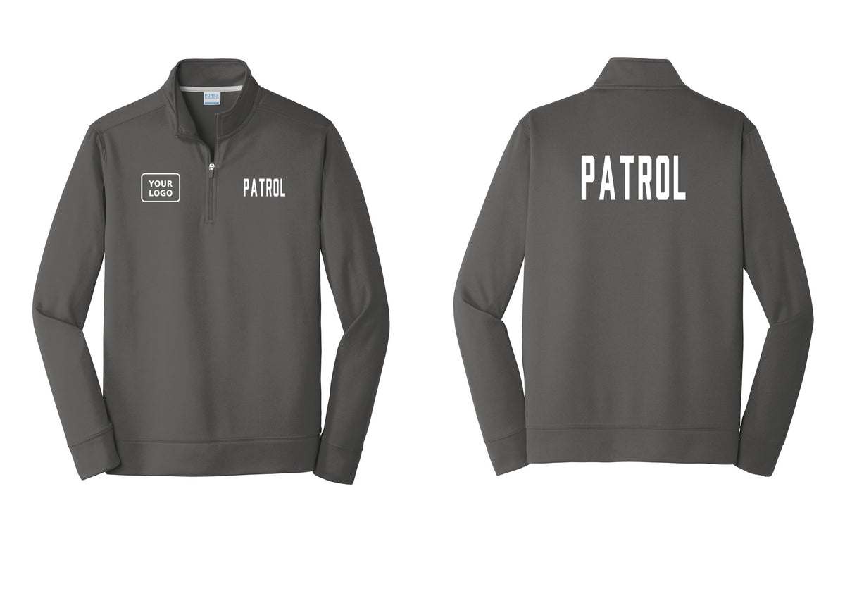 NYC Factory Custom Logo Patrol Performance Fleece 1/4-Zip Pullover Sweatshirt (Classic) - PATROL + Your Logo + Back - Charcoal