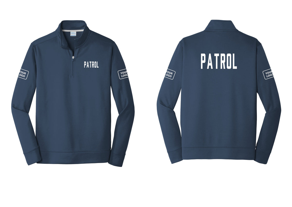 NYC Factory Custom Logo Patrol Performance Fleece 1/4-Zip Pullover Sweatshirt (Classic) - Chest + Back + Your Logo Sleeves - Navy
