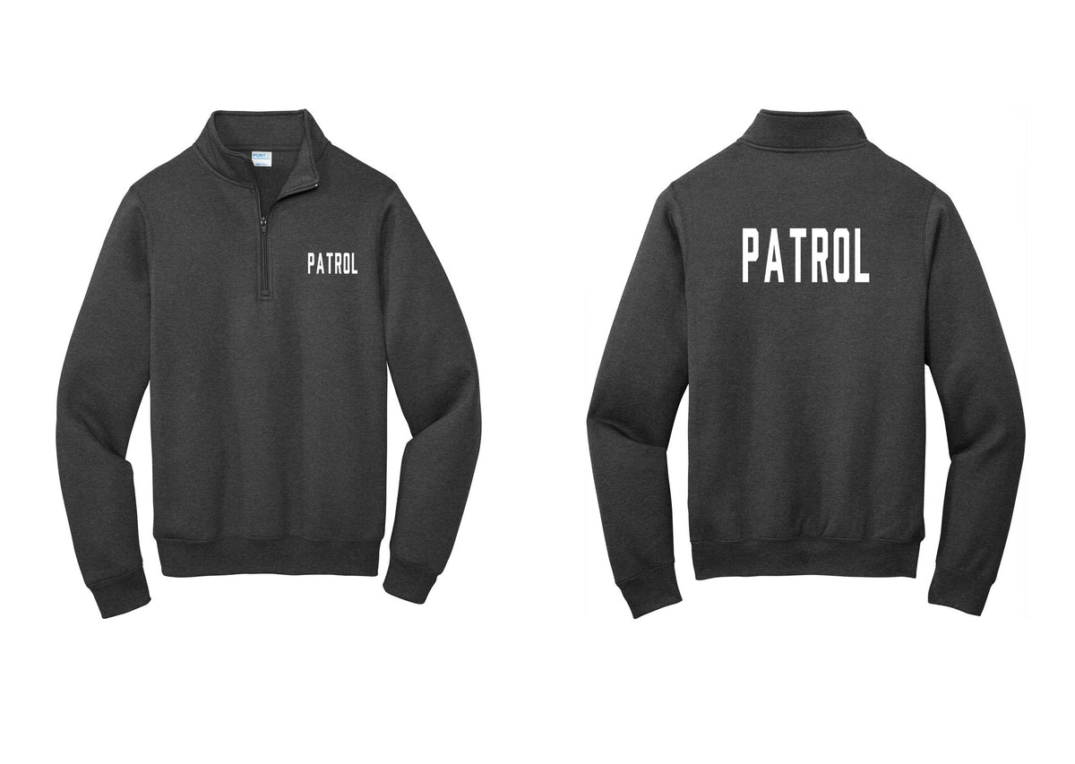 NYC Factory Patrol Cotton Fleece 1/4-Zip Pullover Sweatshirt (Classic) - Chest + Back - Dark Heather Grey