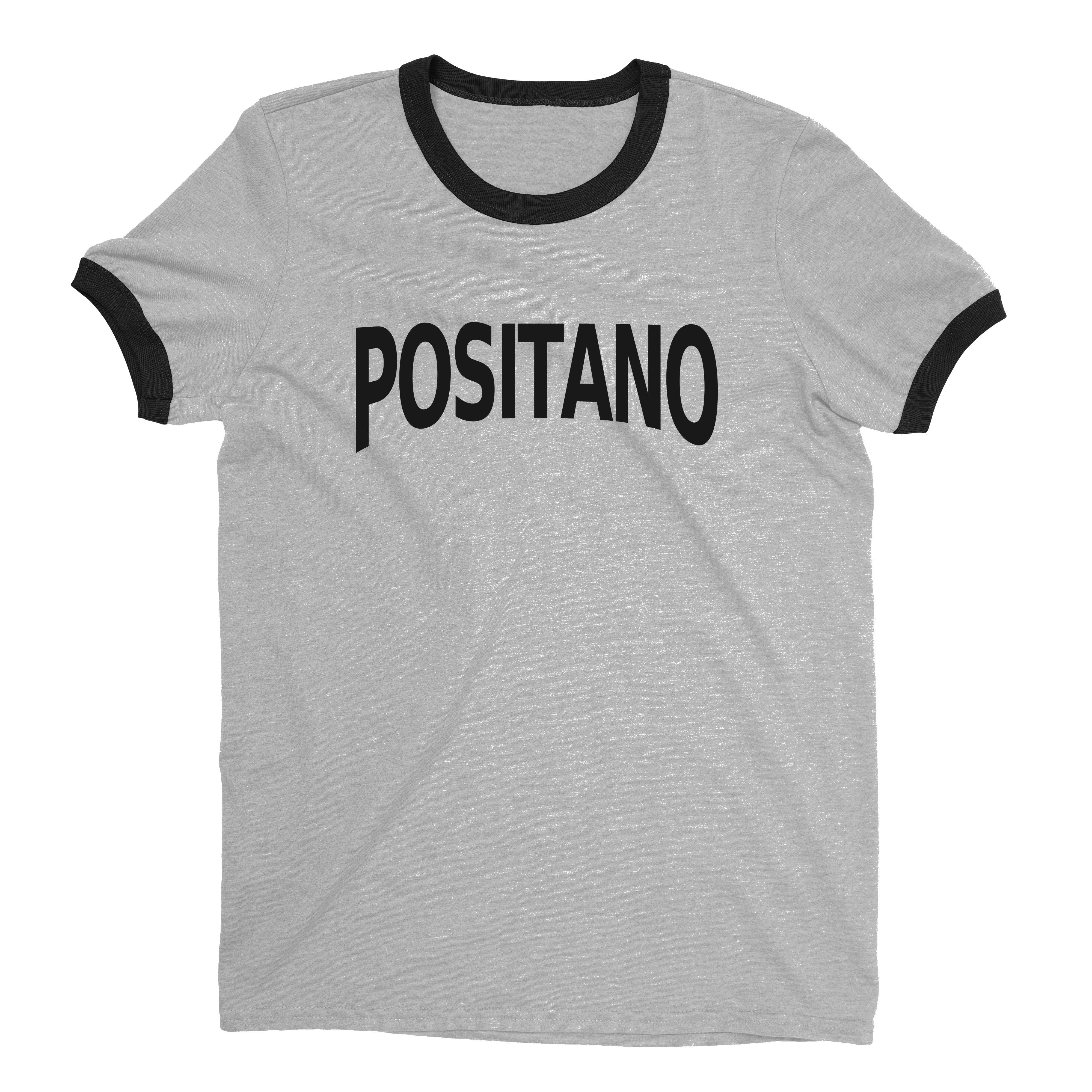 Positano Amalfi Ringer Tee Retro Style Men's T-Shirt - NYC Factory - Heather Gray