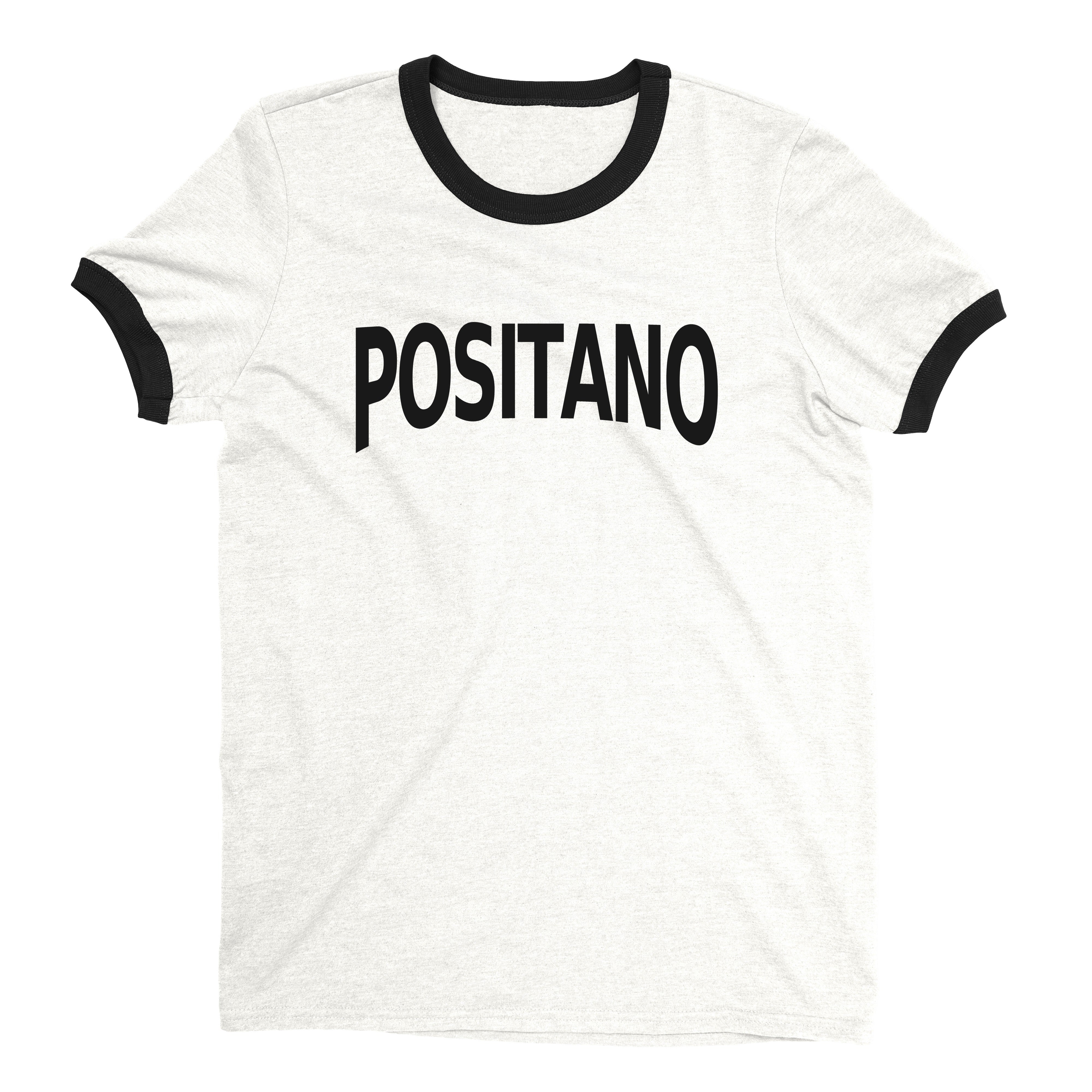Positano Amalfi Ringer Tee Retro Style Men's T-Shirt - NYC Factory - White