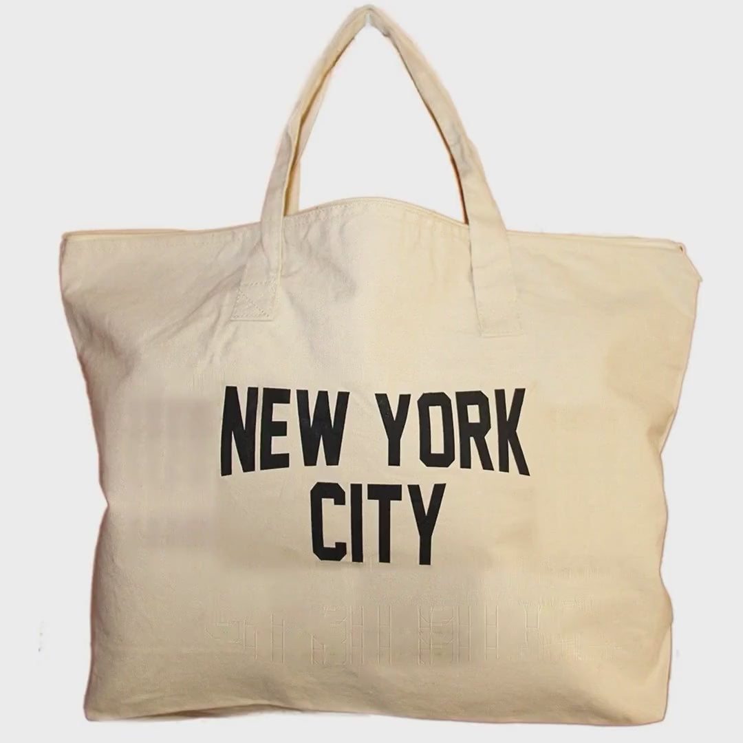 Load video: NYC Factory Unisex New York City Natural Tote Bag