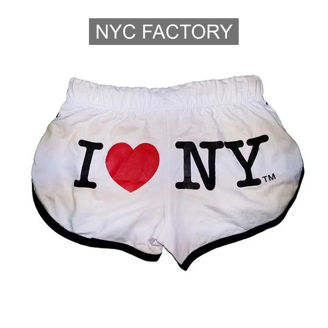 Load video: I Love NY Women's White Summer Shorts