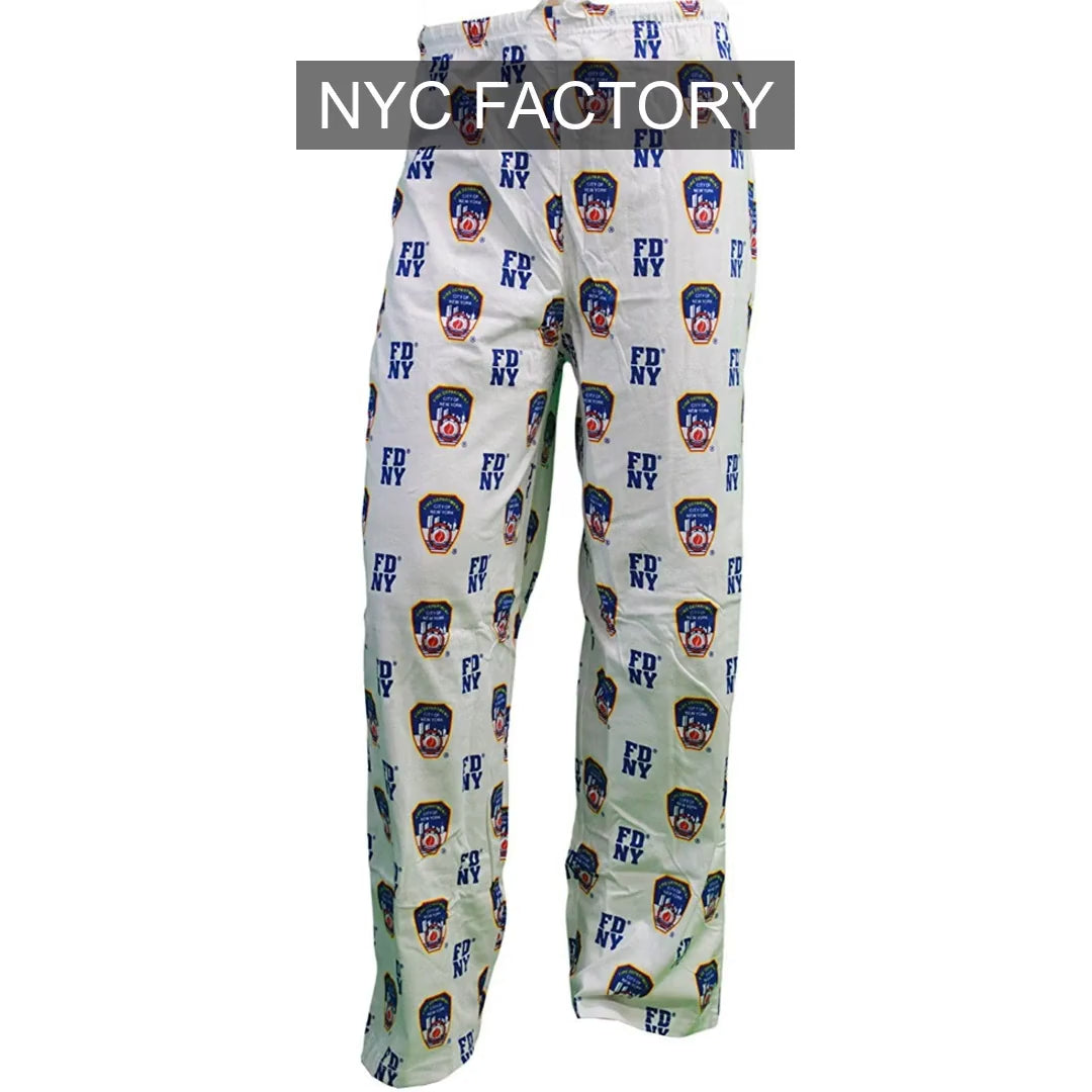 FDNY Men's Officially Licensed White Lounge Pants