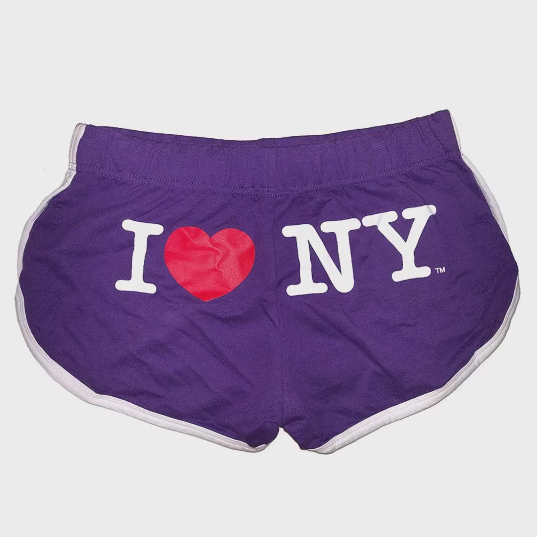 Load video: I Love NY Women's Purple Summer Shorts