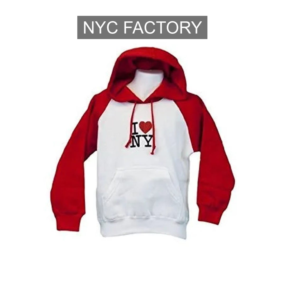 I Love NY Girls Hoodie White Red Glitter Sweatshirt