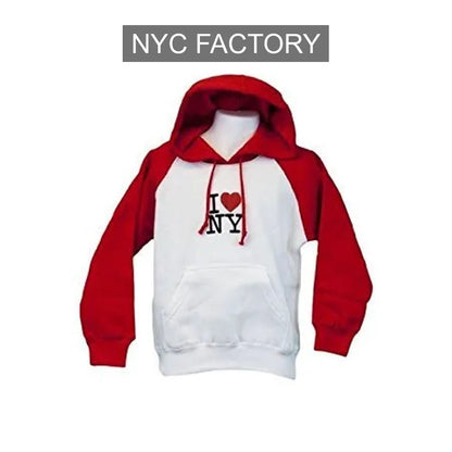 I Love NY Girls Hoodie White Red Glitter Sweatshirt