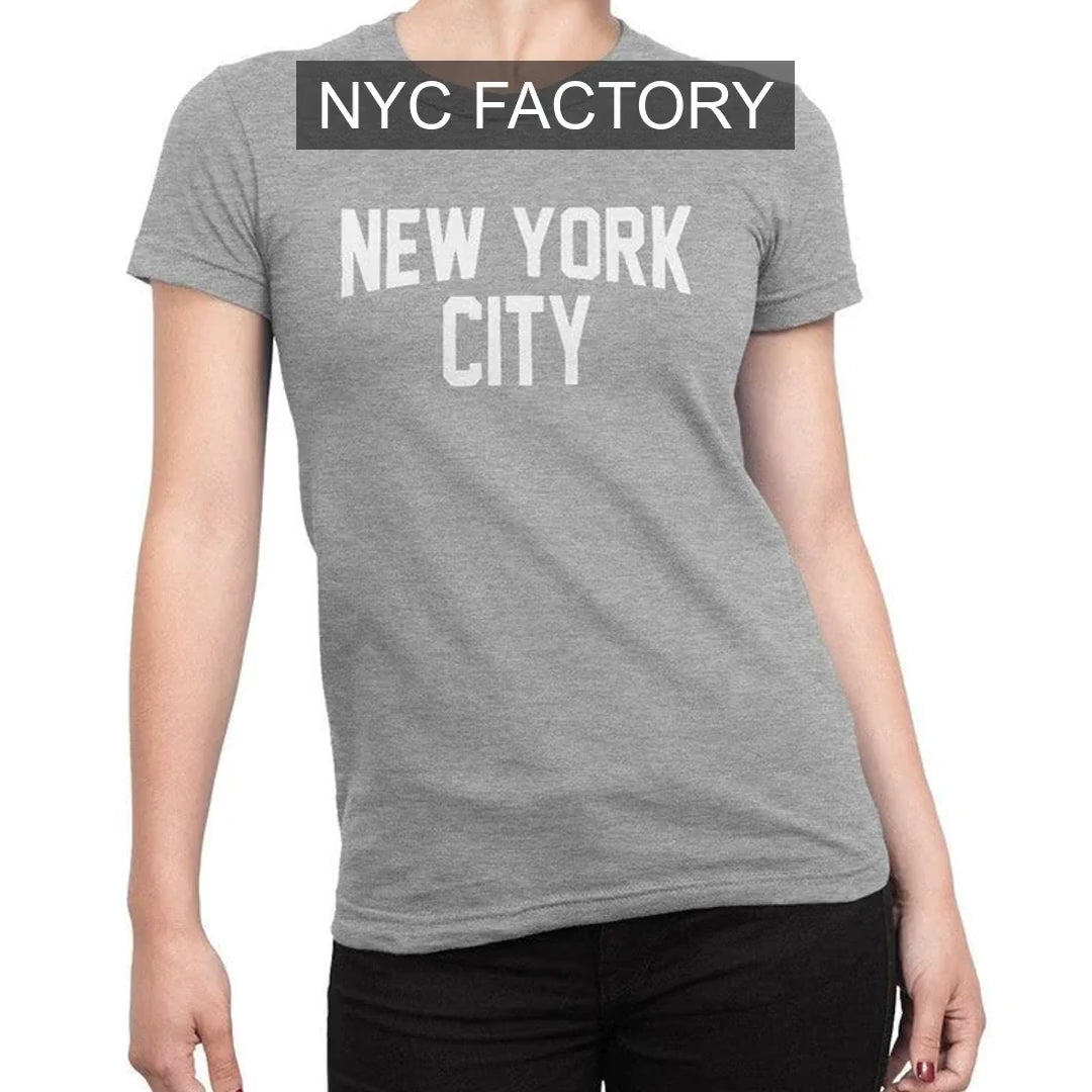 Load video: NYC Factory Women's New York City Gray T-Shirt