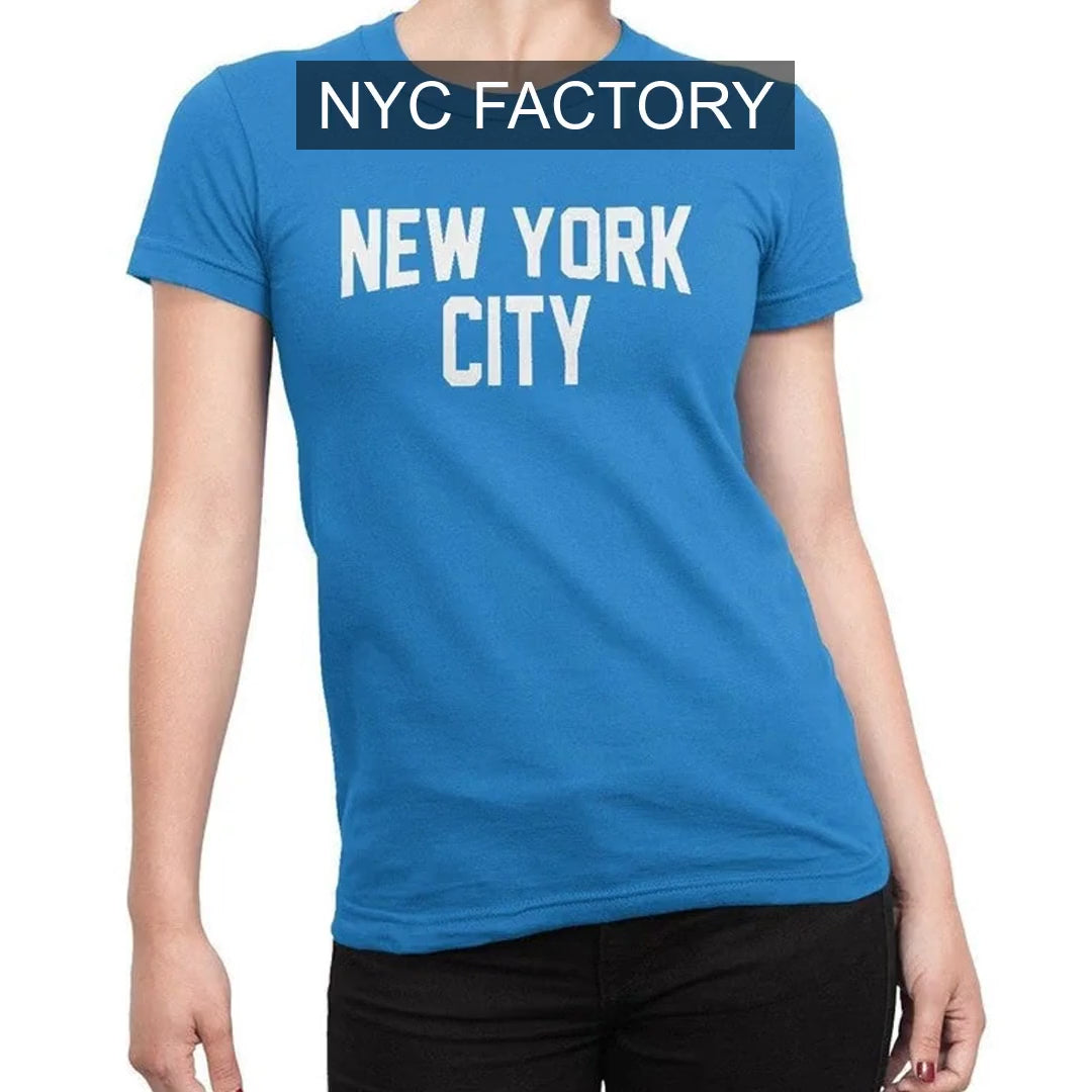 Load video: NYC Factory Women's New York City Turquoise T-Shirt