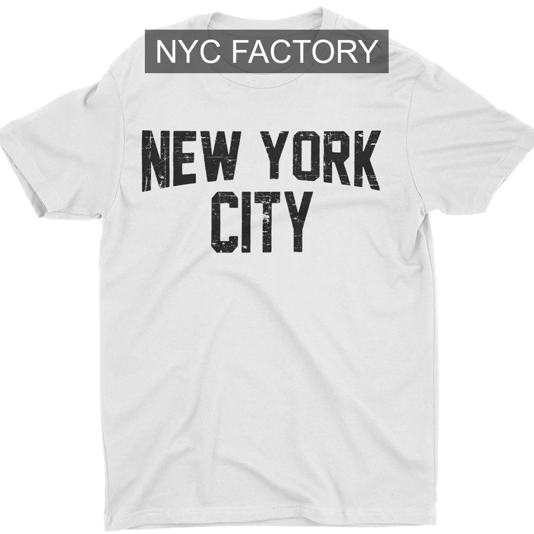 Load video: NYC Factory Men's New York City Distressed White T-Shirt