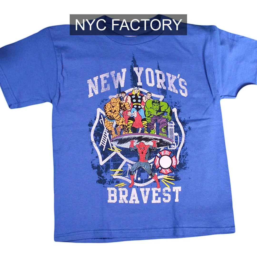 Load video: FDNY Boys' Officially Licensed Marvel Blue T-Shirt