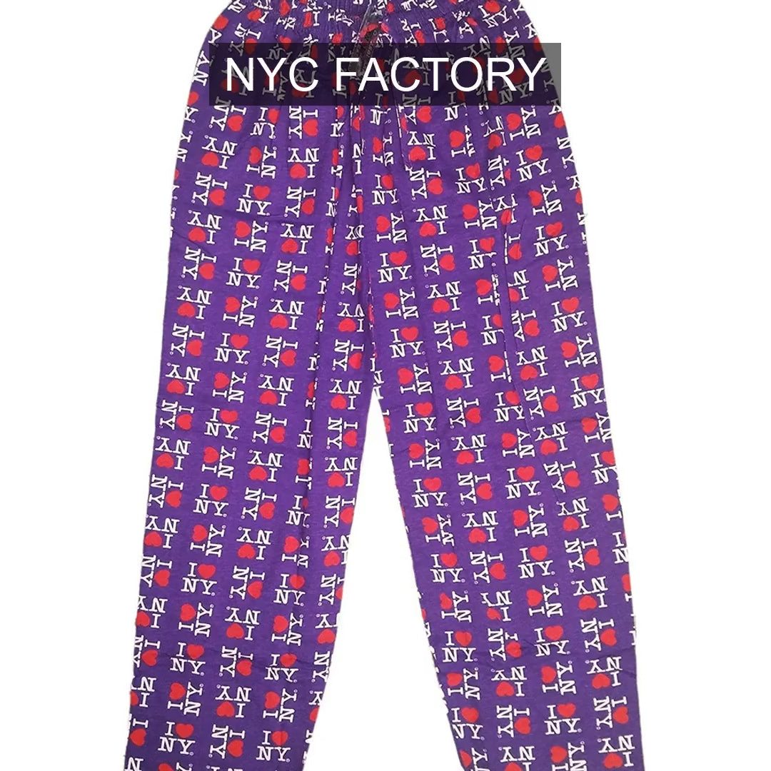 Load video: I Love NY Unisex Purple Lounge Pants