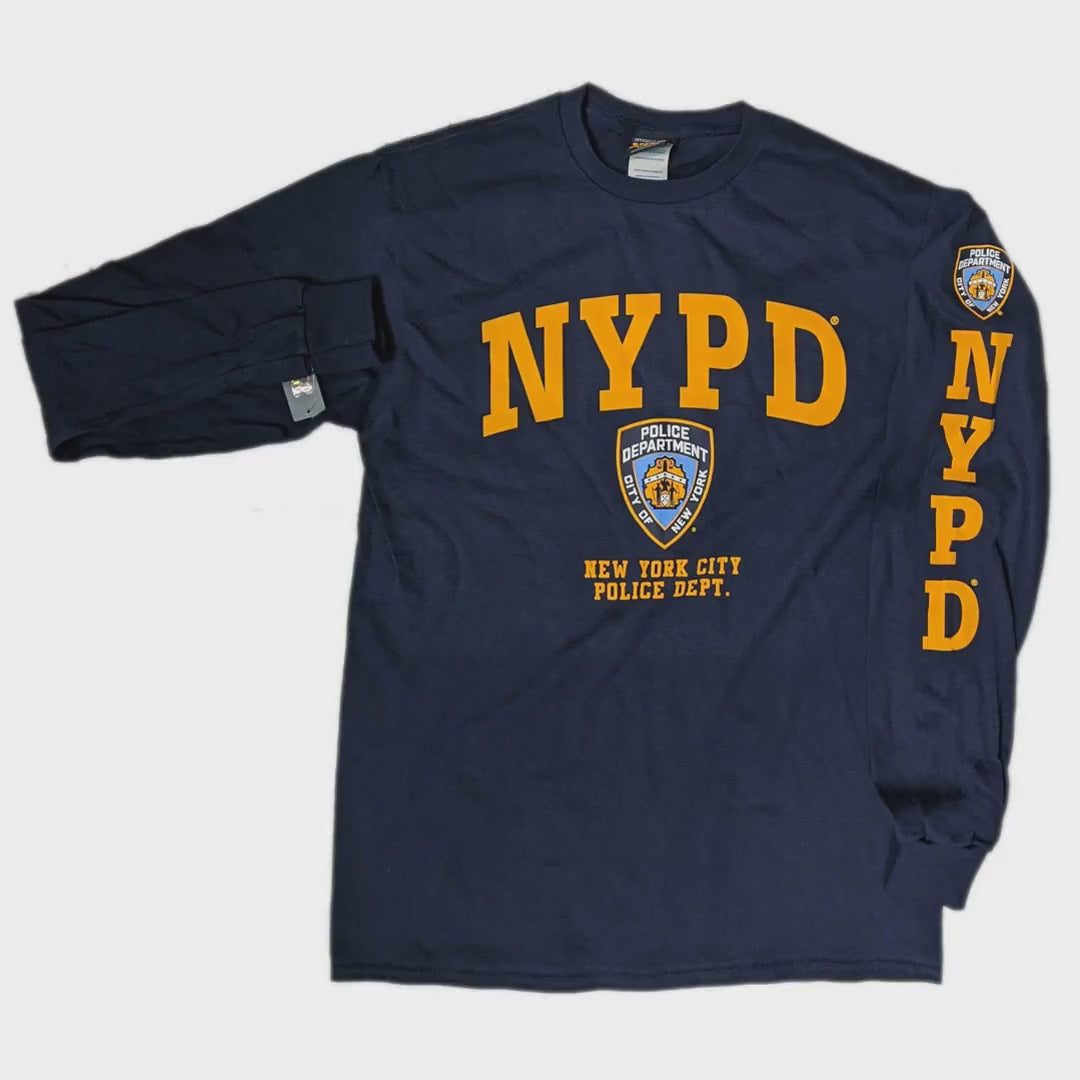 NYPD Men's Officially Licensed Navy Long Sleeve T-Shirt