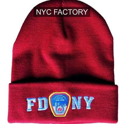 FDNY Men's Officially Licensed Red Winter Beanie