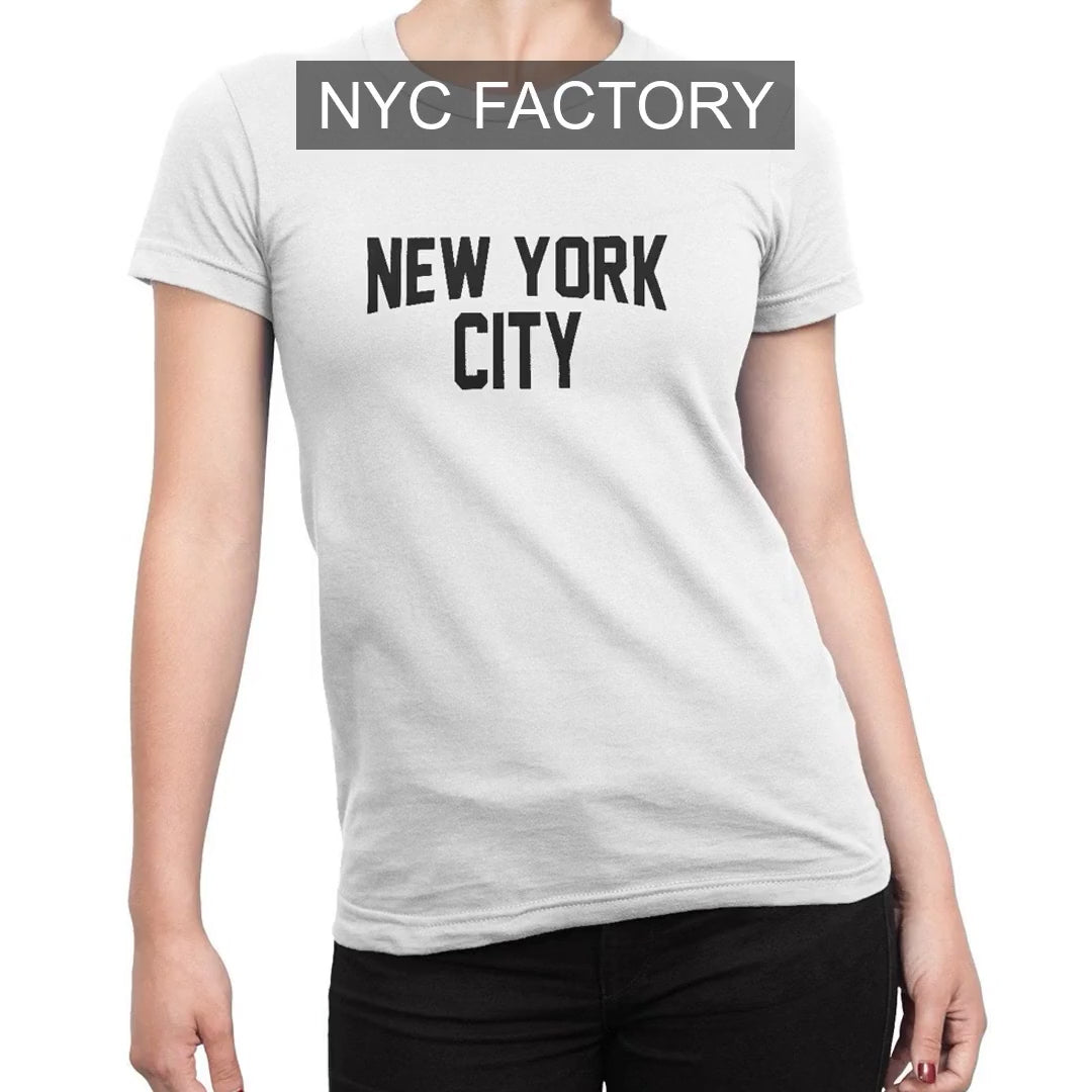Load video: NYC Factory Women's New York City White T-Shirt