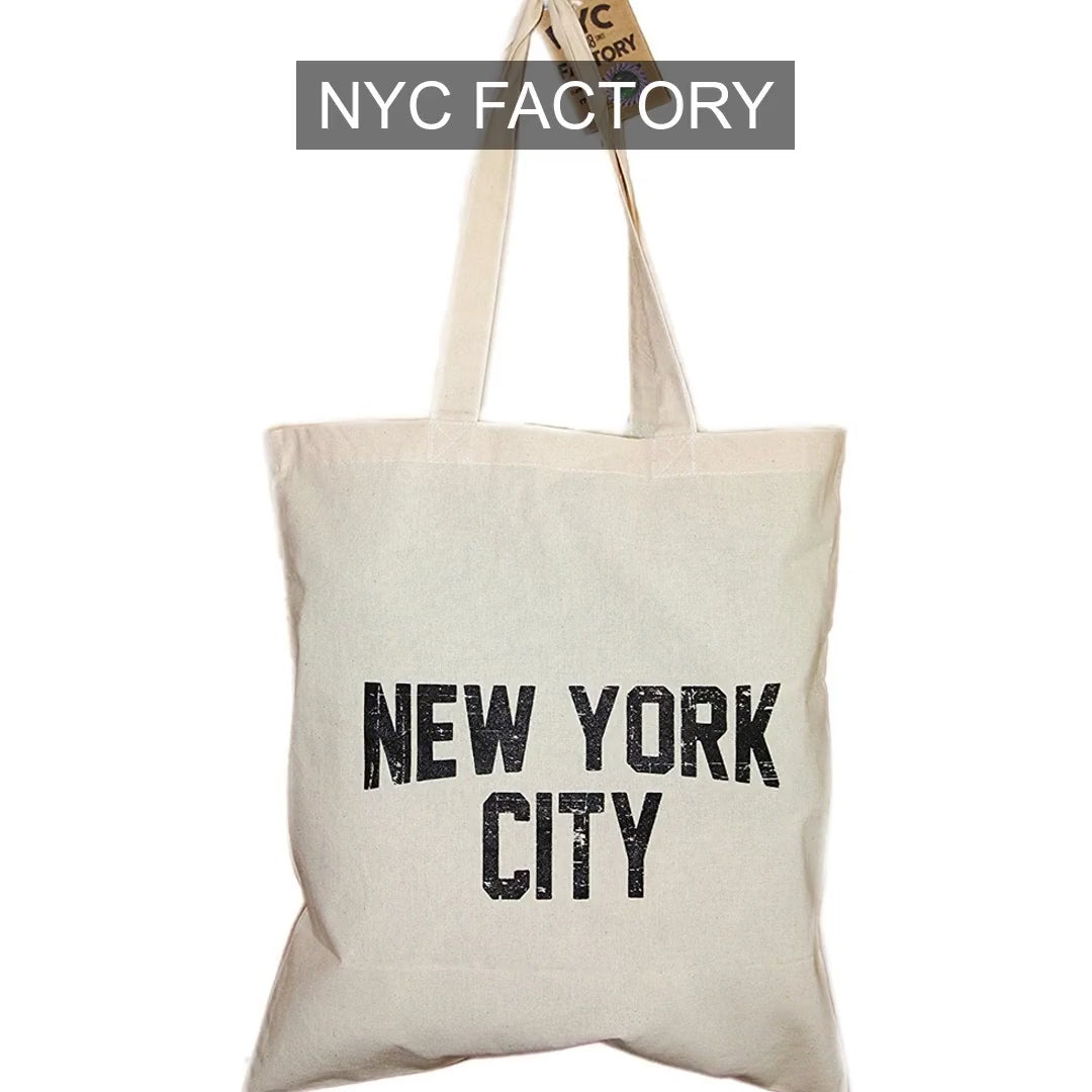 Load video: NYC Factory Unisex New York City Distressed Tote Bag