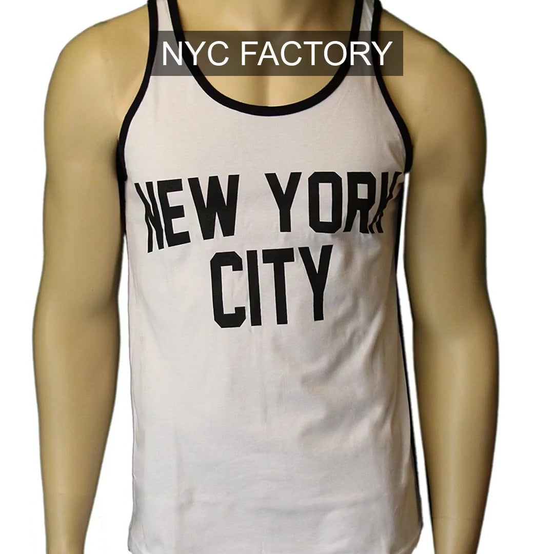 Load video: NYC Factory Men's New York City Black Tank Top