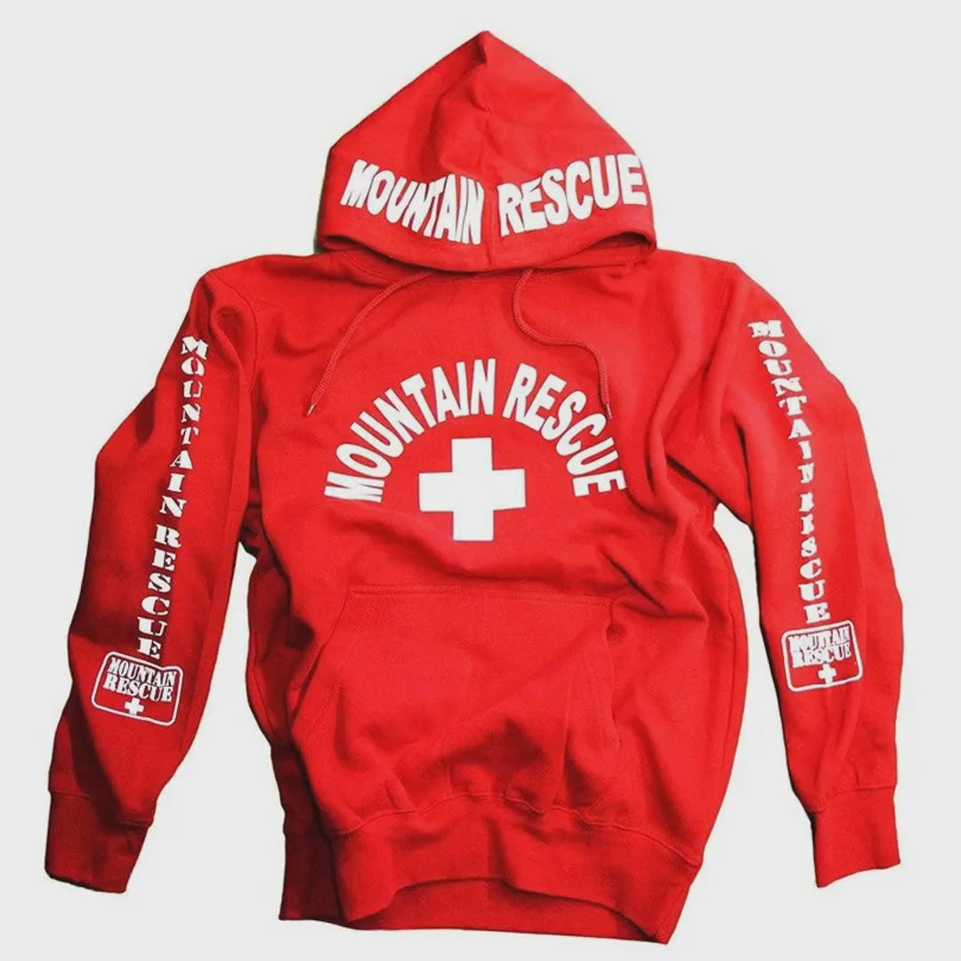 Load video: Lifeguard Men's Mountain Rescue Red Hoodie