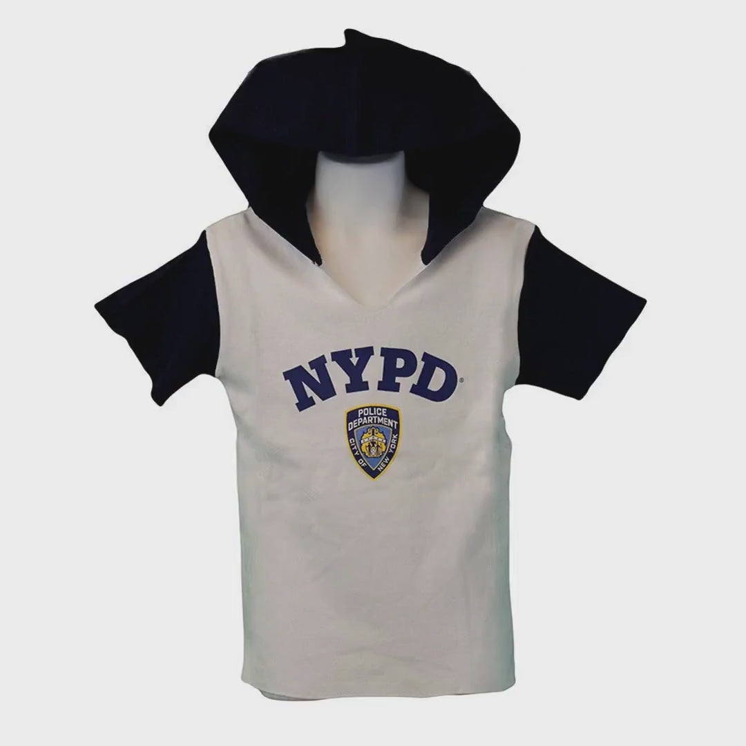 Load video: NYPD Boys Officially Licensed White Hooded T-Shirt