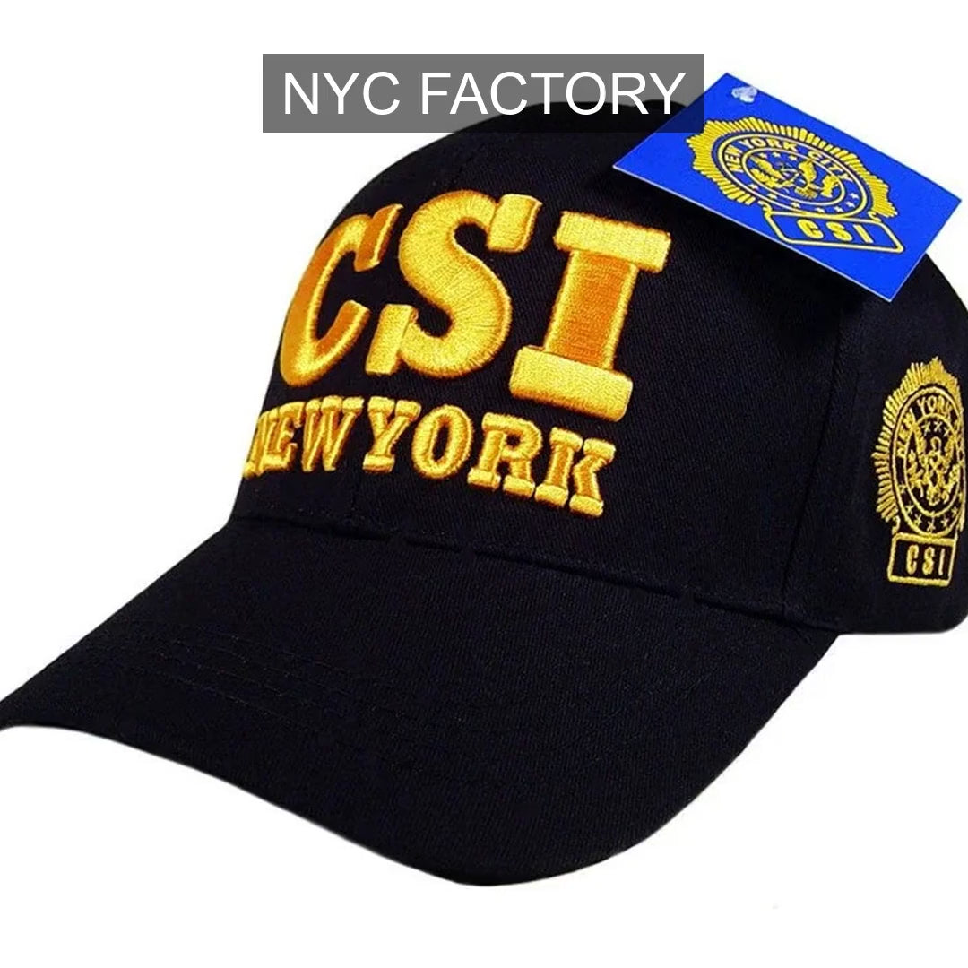 Load video: CSI New York Men's Navy Baseball Hat Gold Embroidered