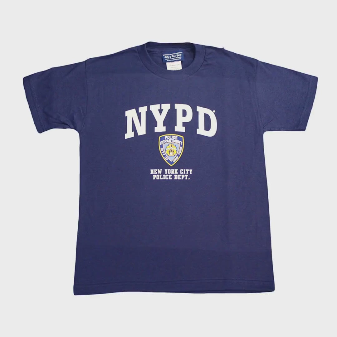 Load video: NYPD Boys' Officially Licensed Navy T-Shirt