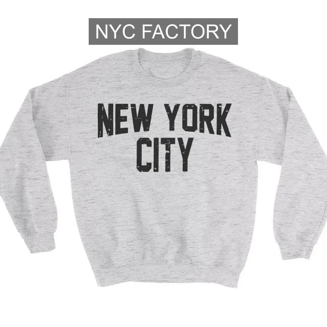 Load video: NYC Factory Men's New York City Distressed Gray Sweatshirt