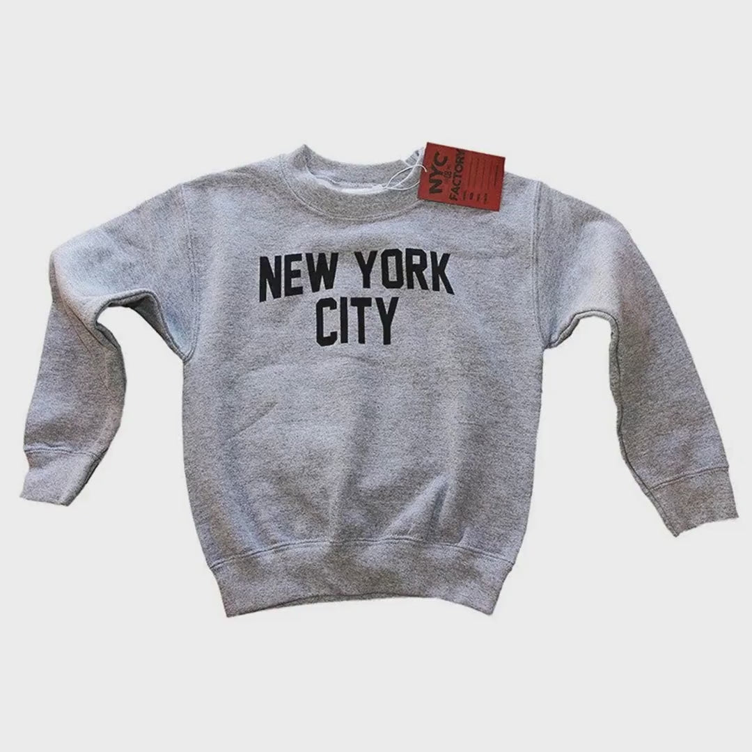 Load video: NYC Factory Boys' New York City Gray Sweatshirt