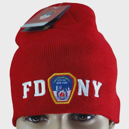 FDNY Unisex Officially Licensed Red Winter Beanie