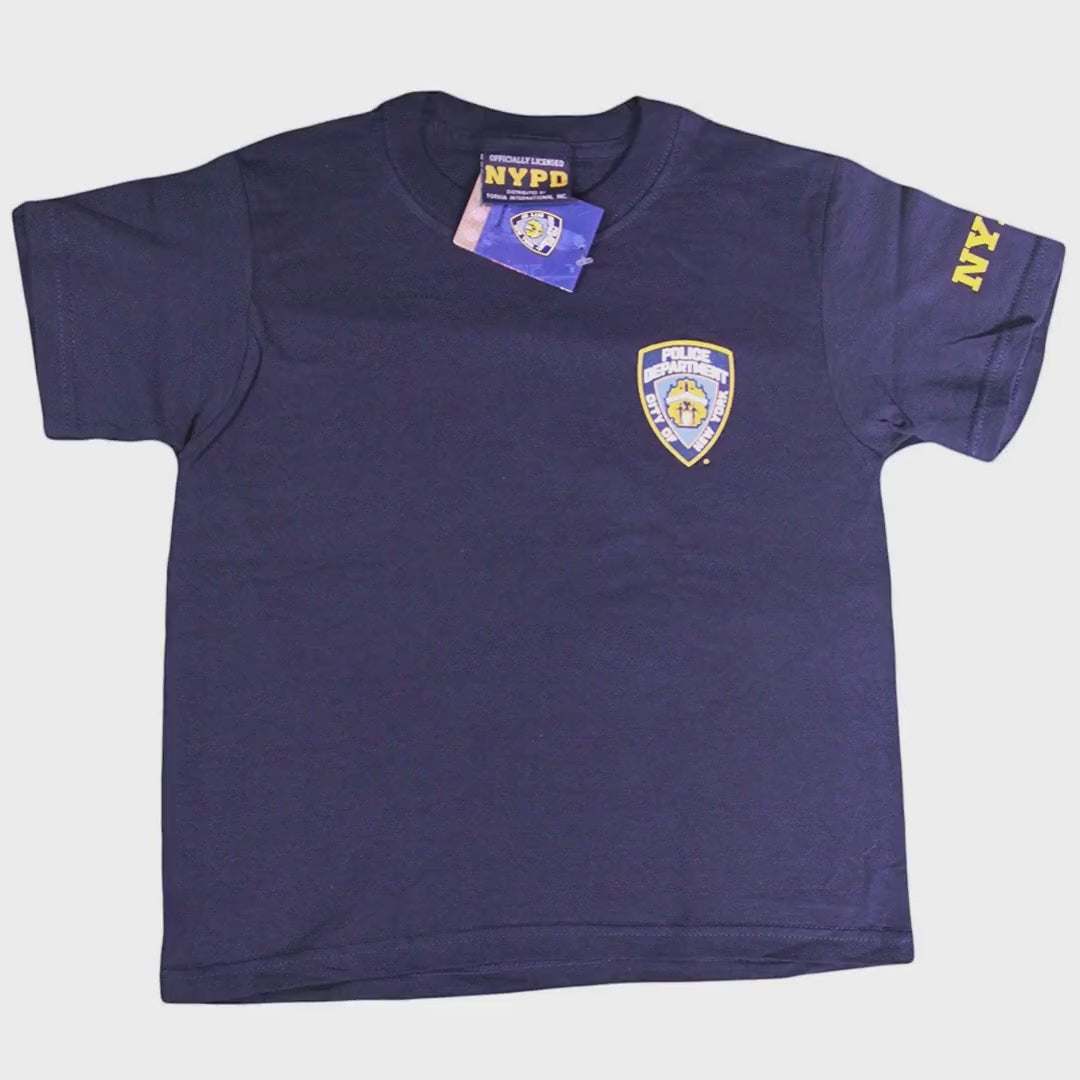 Load video: NYPD Boys' Officially Licensed Navy T-Shirt