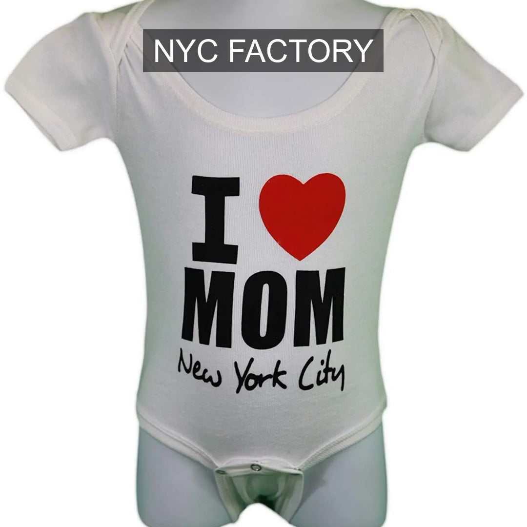NYC Factory Baby I Heart Mom White Bodysuit