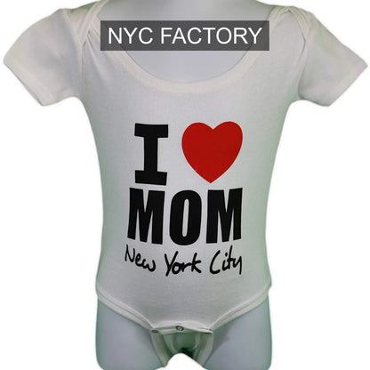 NYC Factory Baby I Heart Mom White Bodysuit