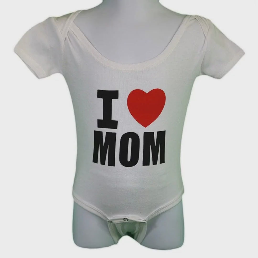 NYC Factory Girls' I Heart Mom Baby Bodysuit White