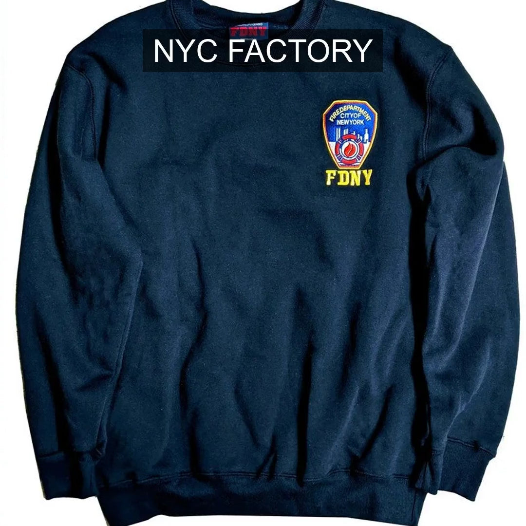 Load video: FDNY Men's Officially Licensed Navy Crewneck Sweatshirt