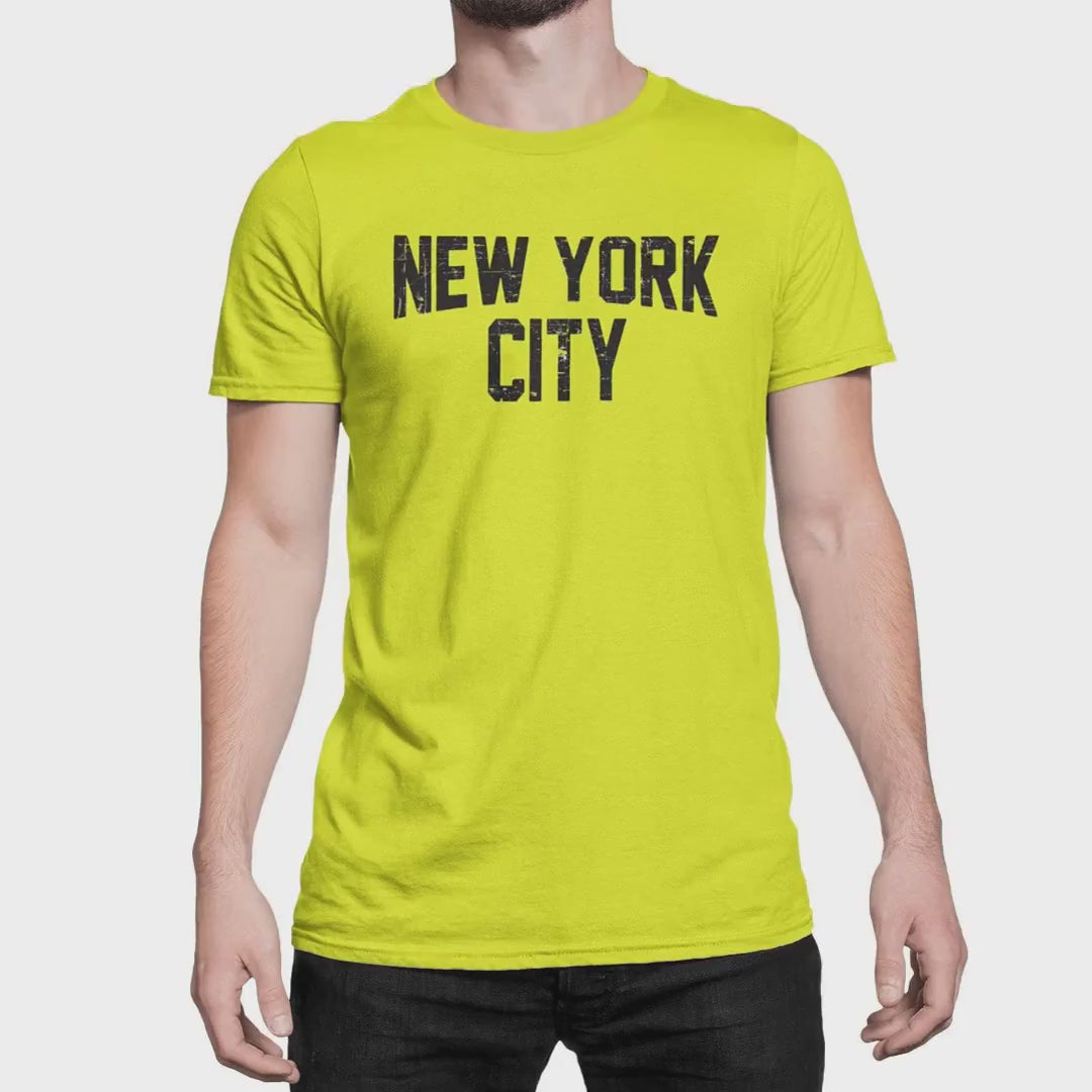 Load video: NYC Factory Unisex New York City Neon Yellow T-Shirt