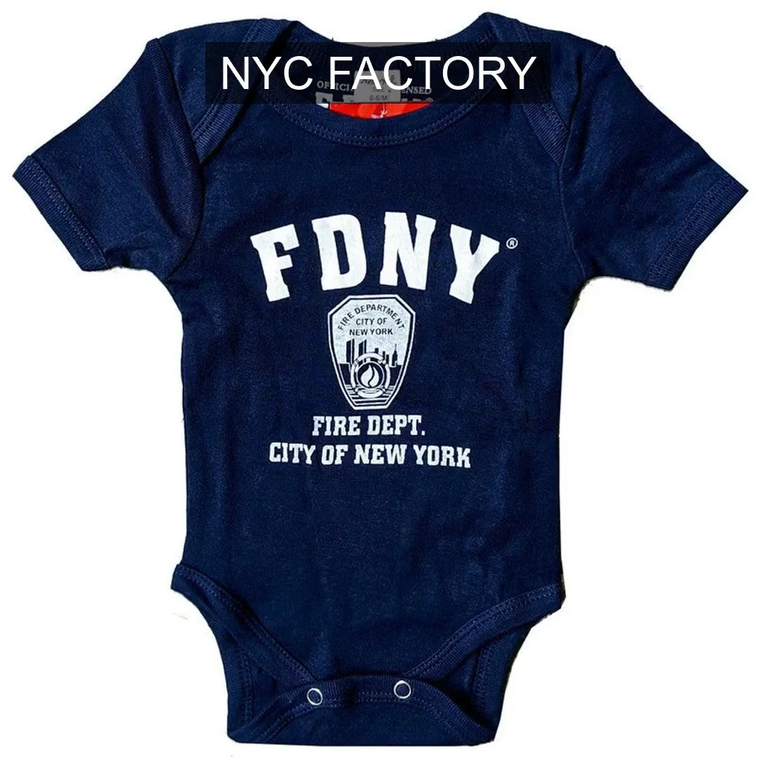 Load video: FDNY Baby Officially Licensed Bodysuit Navy