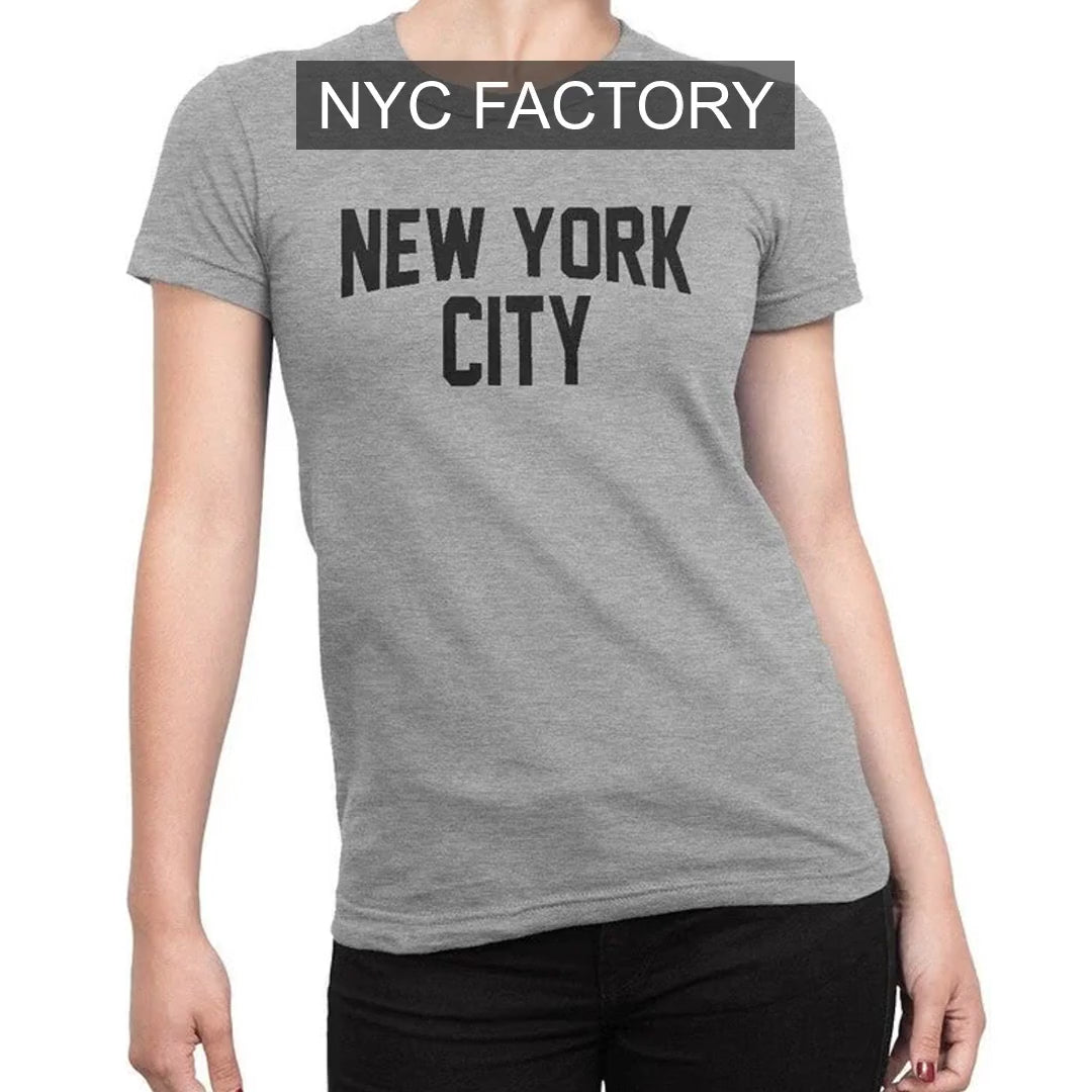 Load video: NYC Factory Women's New York City Gray T-Shirt