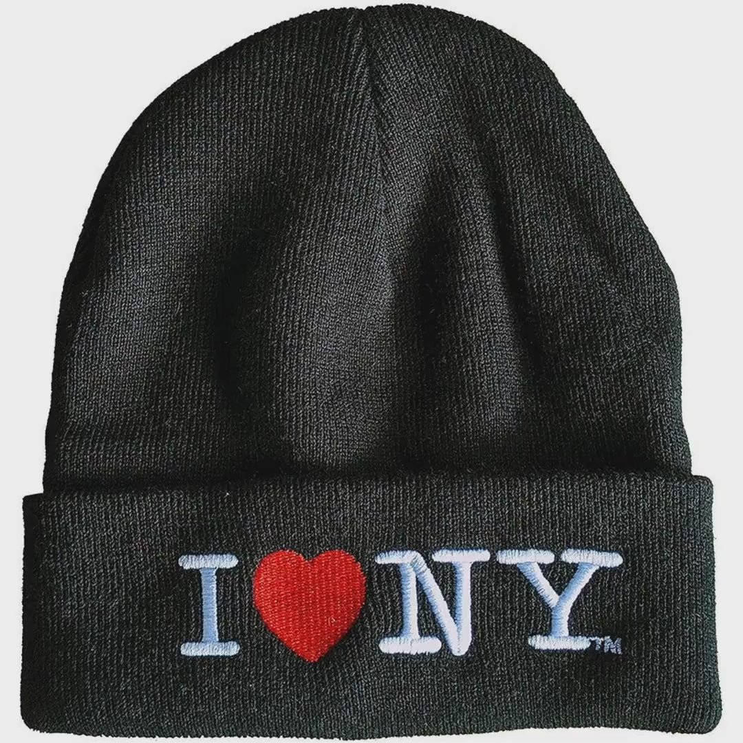 Load video: I Love NY Unisex Black Winter Hat Beanie