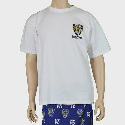 NYPD Men's Officially Licensed Embroidered White T-Shirt