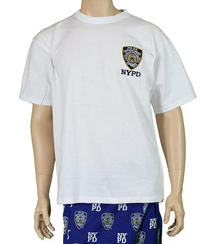 NYPD Men's T-Shirt (Embroidered Chest Design, White)