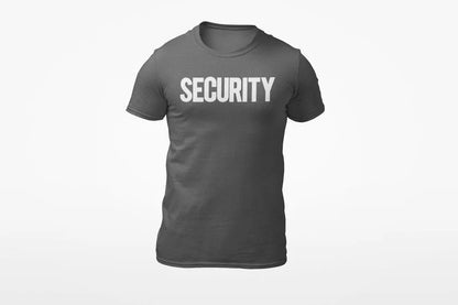 Security T-Shirt Front Back Print Men's Tee (Solid Design, Charcoal / White)