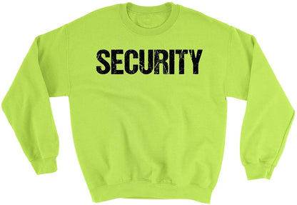 Men's Security Crewneck Sweatshirt (Distressed Design, Safety Green / Black)