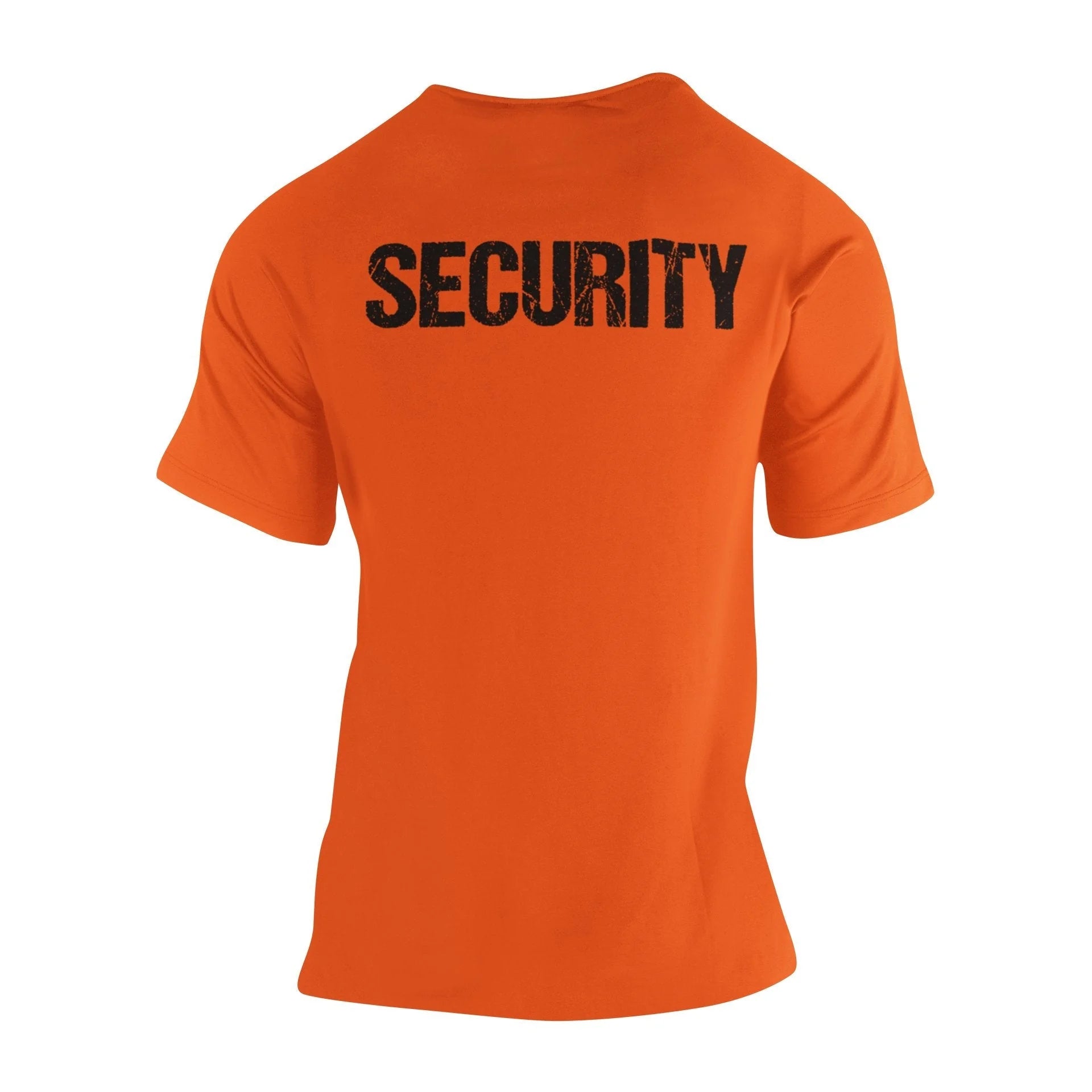 Men's Distressed Security Tee Front & Back Print  (Safety Orange,Black)