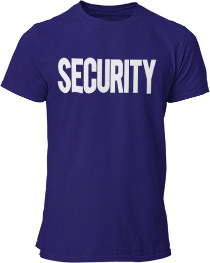 Security T-Shirt Front Back Print Men's Tee Staff Event Shirt (Navy & White)
