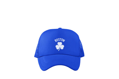 Irish Boston Shamrock White Design Trucker Baseball Hat