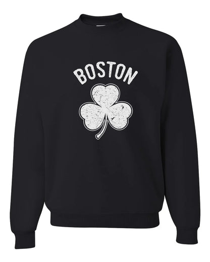 Irish Boston Shamrock White Design Custom Crewneck Sweatshirt