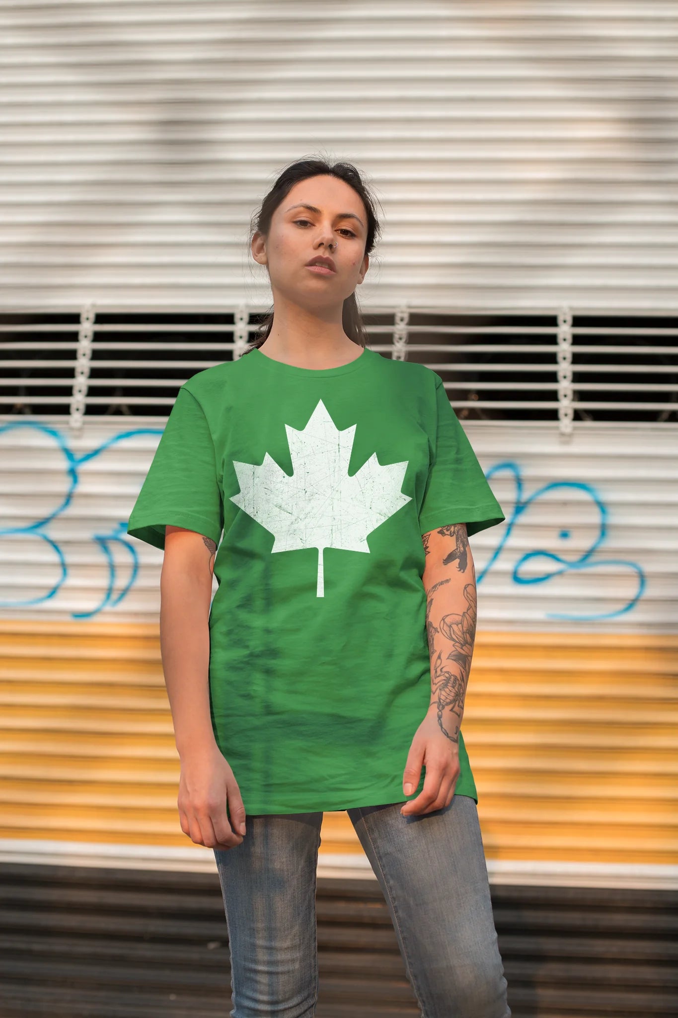 Canada Maple Leaf Flag retro design Custom T-Shirt