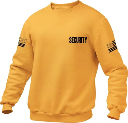 Security Pullover Crewneck Sweatshirt Chest & Back + USA Flag Sleeve Prints