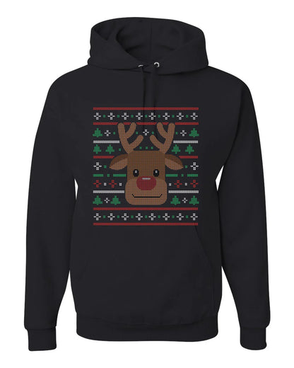 Ugly Xmas Reindeer Design Custom Hoodie Black