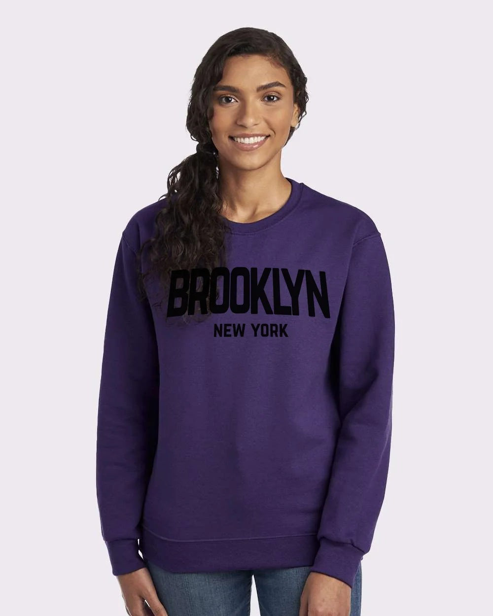 Brooklyn New York Retro Design Custom Crewneck Sweatshirt Purple